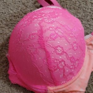 Pink lace bra